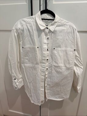 aerie White Button-Down Utility Shirt